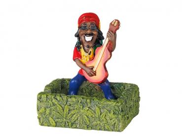 Aschenbecher "Rasta-Man" stehend mit Gitarre, Tischaschenbecher, 8x6x9 cm